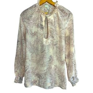 Joie Silk Blouse Y2K- ruffle highneck with key hole front button closure. Size M